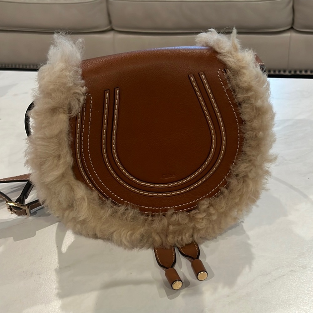 Chloe Marcie Mini Shearling crossbody bag